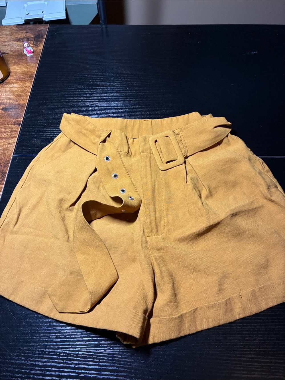 Forever 21 Mustard High-Waist Belted Shorts